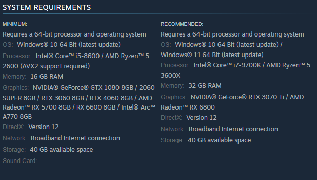 System Requirements on Steam for Gray Zone Warfare