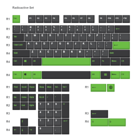 CyberPowerPC Full 121 Key Dye Sub Keycap Set - Radioactive (Keyboard not included)