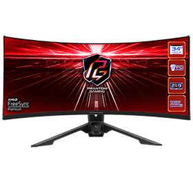 34" ASRock PHANTOM GAMING PG34WQ15R3A 3440x1440 WQHD 1ms 165Hz Mini-OLED Curved Gaming Monitor with AMD FreeSync