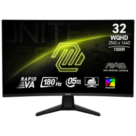 32" MSI MAG 32CQ6F 2560x1440 (WQHD) Rapid VA 0.5ms, 180Hz VESA Display HDR 400 Adaptive-Sync Curve 1500R Gaming Monitor